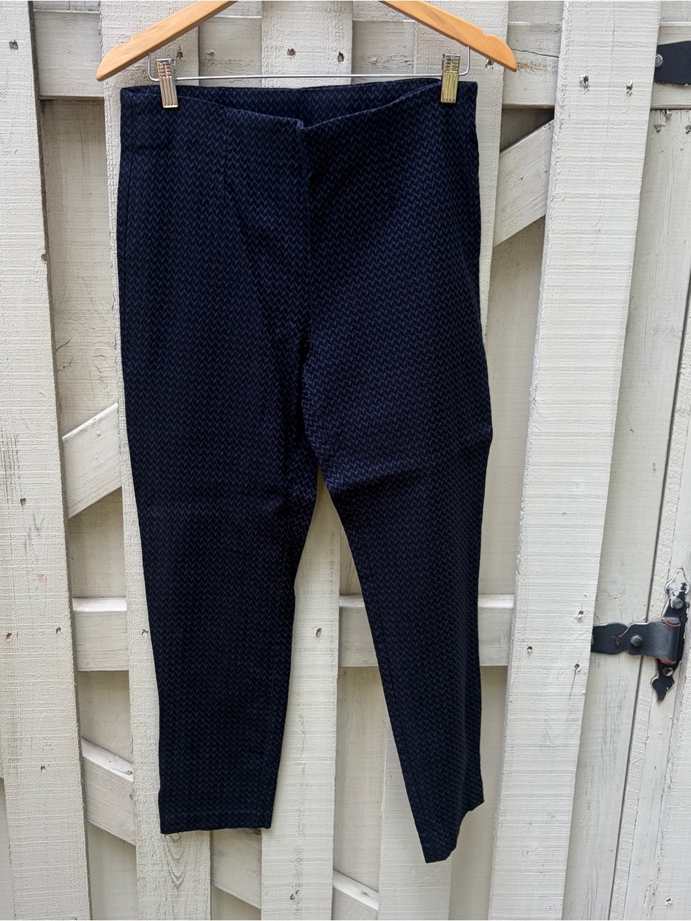 Tribal Textured Slim Ankle Dress Pants Size 12 Navy Blue/Black Micro-Pattern GUC